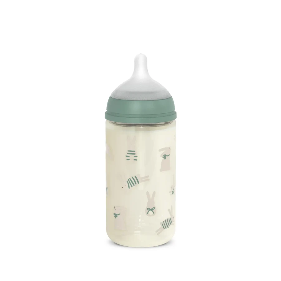 Butelka szklana SX Pro 240 ml, przepływ średni - króliczek zielony / Suavinex