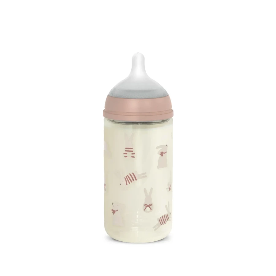 Butelka szklana SX Pro 240 ml, przepływ średni - króliczek różowy / Suavinex