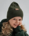 Czapka i komin wełniany KHAKI / Patulove