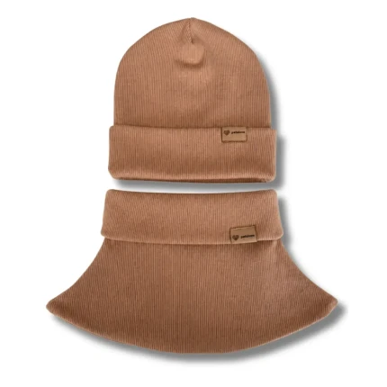 Bawełniany set - czapka i komin CARAMEL / Patulove