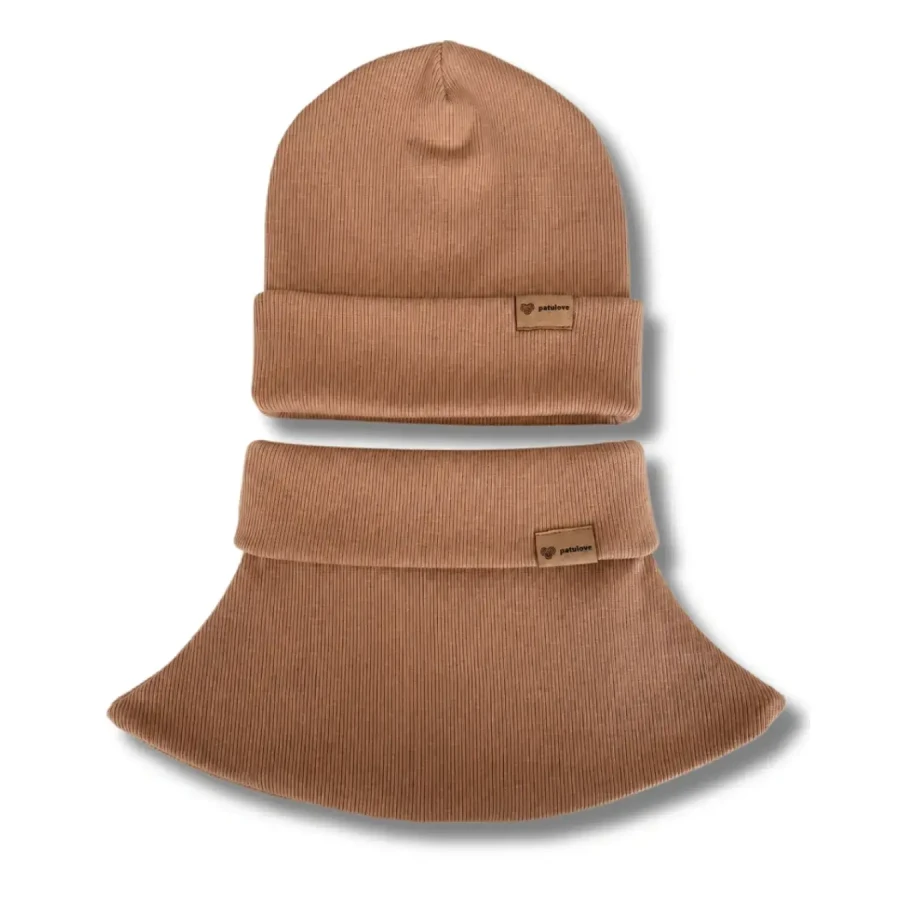 Bawełniany set - czapka i komin CARAMEL / Patulove