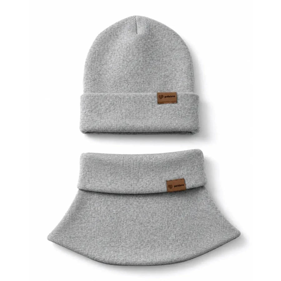 Bawełniany set - czapka i komin GREY / Patulove