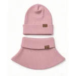 Bawełniany set - czapka i komin POWDER PINK / Patulove