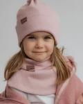 Bawełniany set - czapka i komin POWDER PINK / Patulove