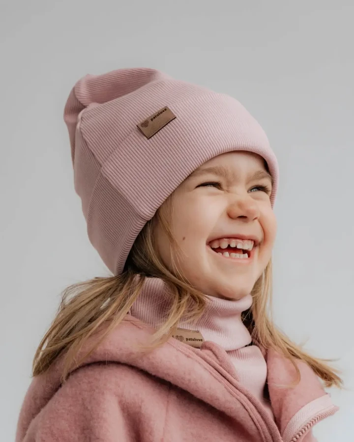 Bawełniany set - czapka i komin POWDER PINK / Patulove