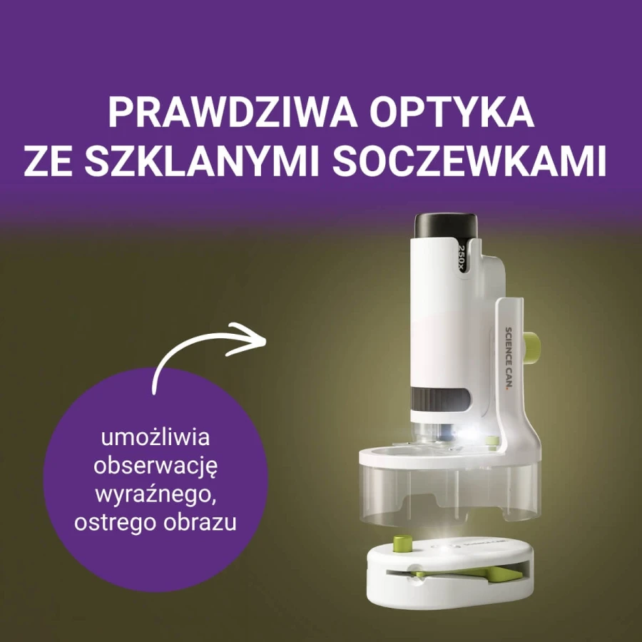Przenośny Mikroskop Młodego Badacza 250x, 8+ / Science Can