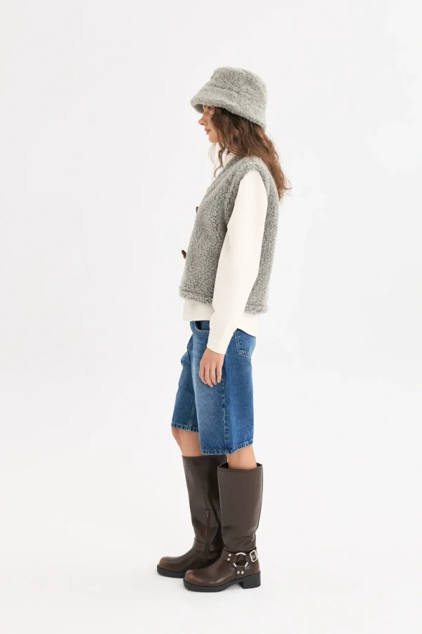 Kamizelka wełniana merino dla dorosłych - stone grey / Happymess