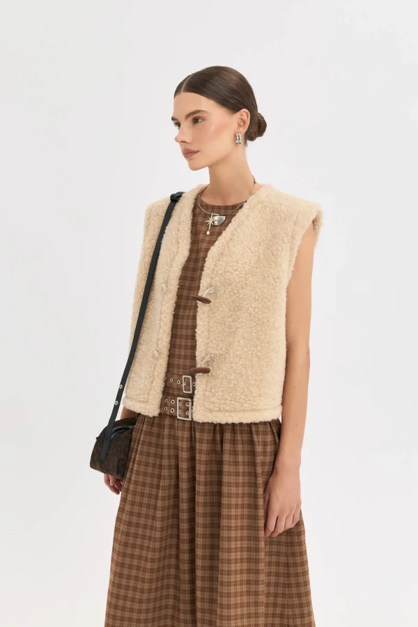 Kamizelka wełniana merino dla dorosłych - almond / Happymess