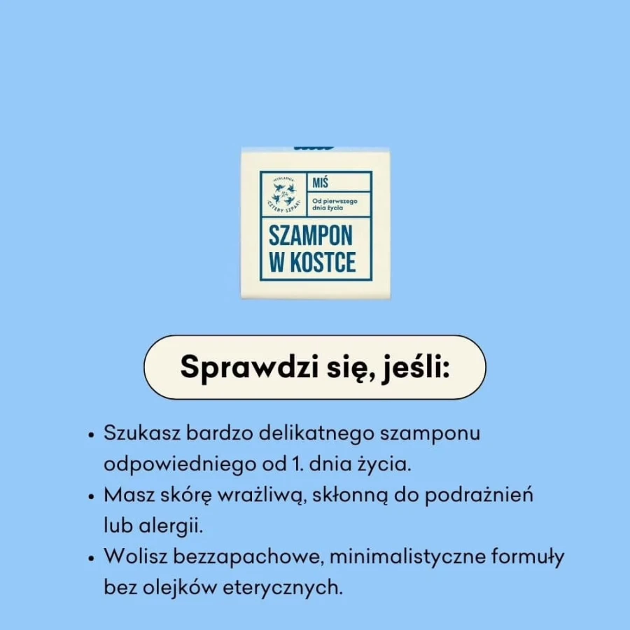 Miś - szampon w kostce od 1. dnia życia, 75g / Mydlarnia Cztery Szpaki