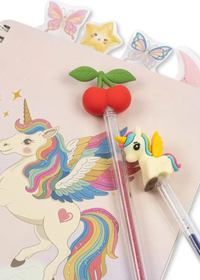 Kreatywny zestaw papierniczy, notes, naklejki i brokatowe długopisy - unicorn / Konges Slojd
