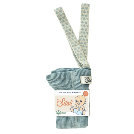 Rajstopki bawełniane bez stópek Footless - Misty Blue Patterned / Silly Silas