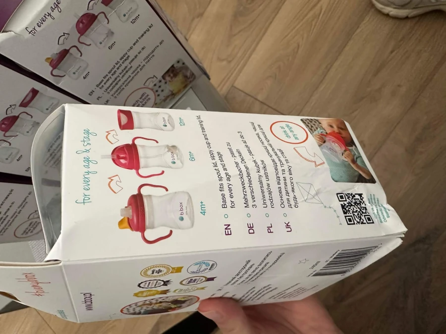 USZKODZONE OPAKOWANIE: Bidon ze słomką 240 ml,  BORÓWKOWY / b.box