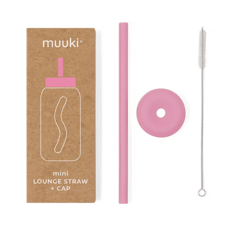Silikonowa nasadka ze słomką do butelki Mini Bottle Muuki - Flamingo Pink / Muuki