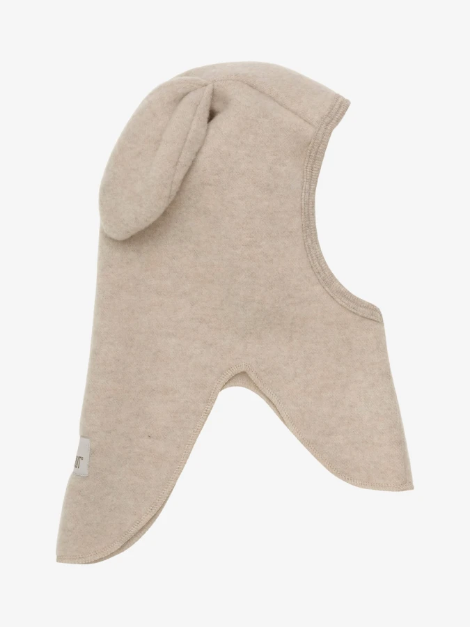 Kominiarka 100% wełny merino z uszkami królika - Sand Melange / HUTTEliHUT