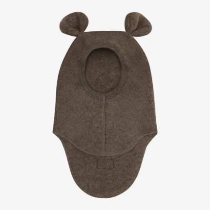 Kominiarka 100% wełny merino z uszkami misia - Brown Melange / HUTTEliHUT