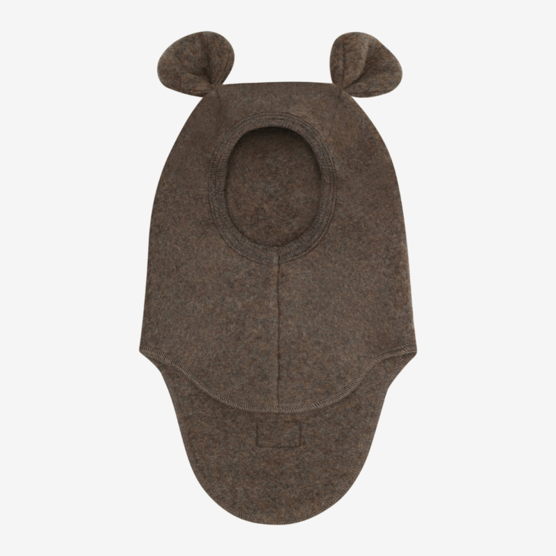 Kominiarka 100% wełny merino z uszkami misia - Brown Melange / HUTTEliHUT