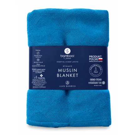 Otulacz bambusowy Serca Jeans 120x120 cm / bamboo-line
