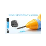Ołówek Automatyczny WOW Grip 2mm Niebieski - ergonomiczny uchwyt, temperówka, wkłady grafitowe 12 szt. HB, gumka, etui / Jarmelo