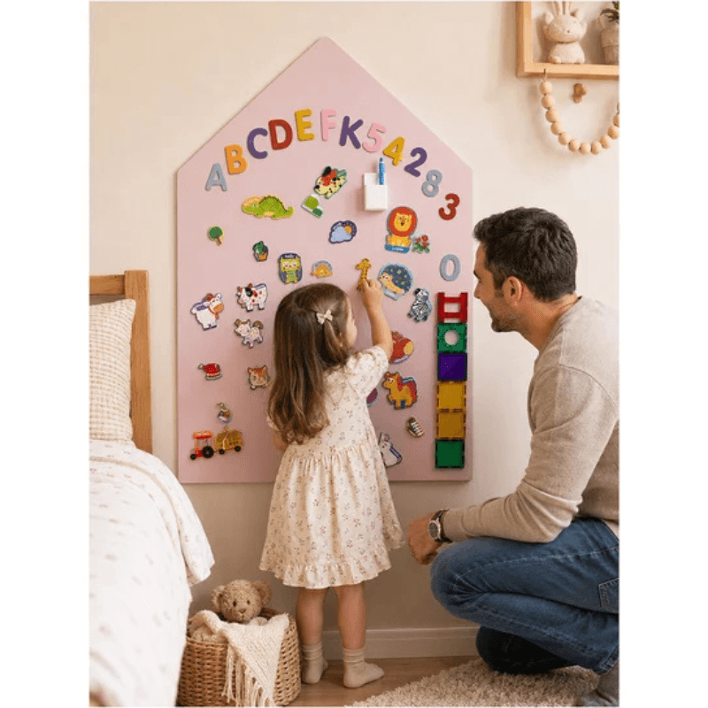 Magnetyczna tablica samoprzylepna MagneKids House 70×44 - Dusty Pink / Family Nation