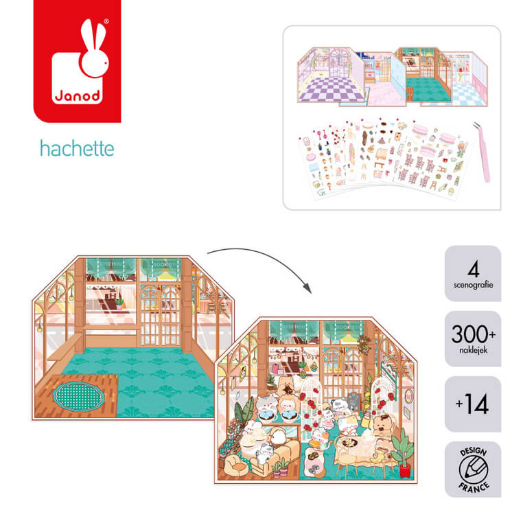 Zestaw kreatywny Scenki do wyklejania z mini naklejkami i pęsetą Cosy stickers - Restauracja / Janod