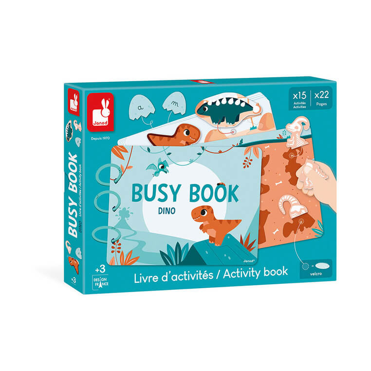 Książeczka z zadaniami Busy Book Dinozaury 3+ / Janod