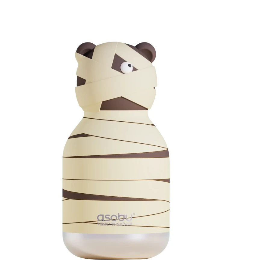 Butelka termiczna ze słomką Maxi Spookie, 660 ml - Mummified Bear / Asobu Halloween