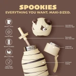 Butelka termiczna ze słomką Maxi Spookie, 660 ml - Mummified Bear / Asobu Halloween