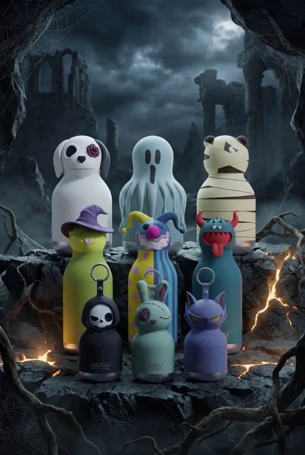 Butelka termiczna ze słomką Maxi Spookie, 660 ml - Undead Dog / Asobu Halloween