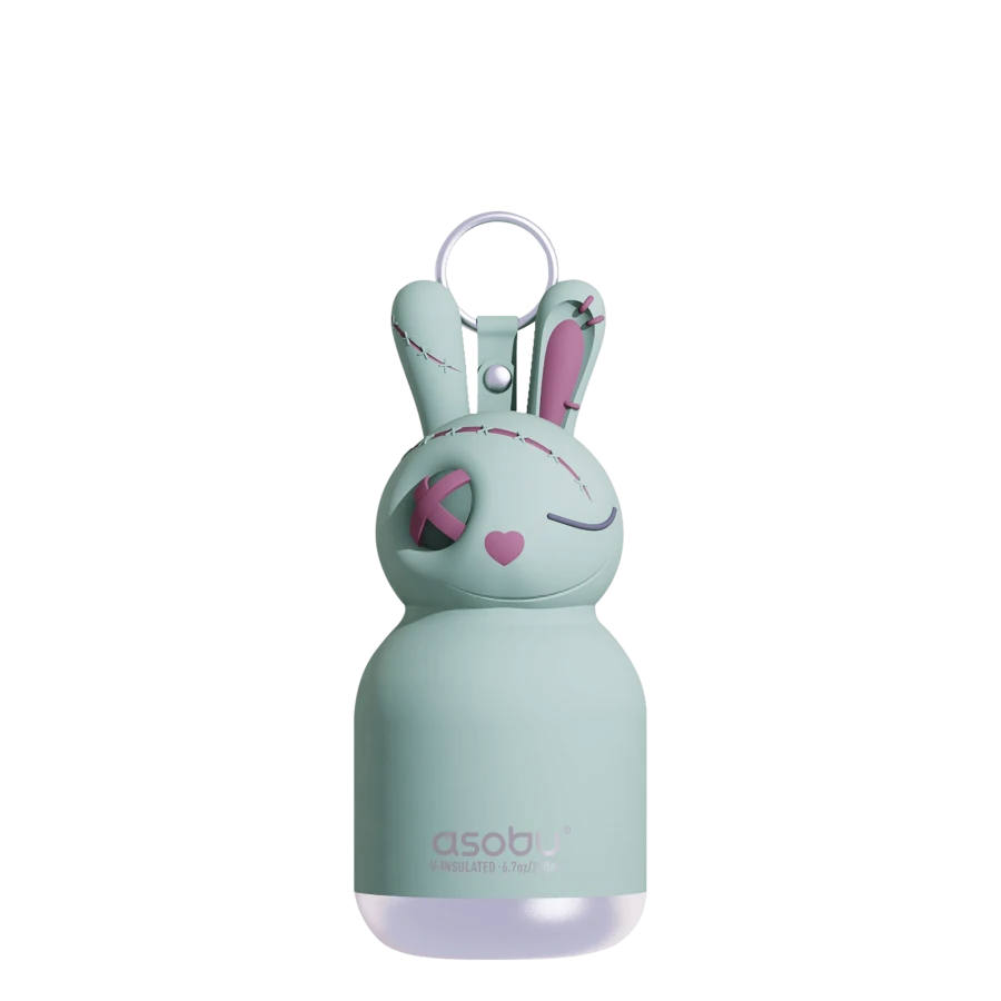 Butelka termiczna ze słomką Mini Spookie, 200 ml - Undead Bunny / Asobu Halloween