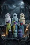 Butelka termiczna ze słomką Mini Spookie, 200 ml - Skeleton / Asobu Halloween