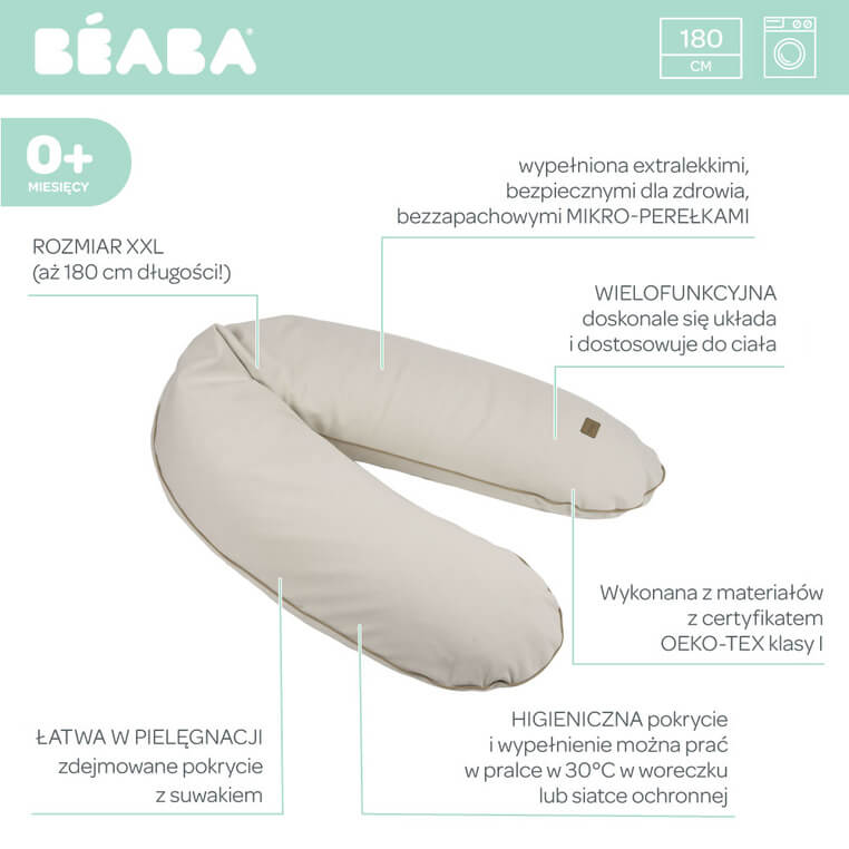 Ergonomiczna poduszka rogal dla kobiet w ciąży i karmiących Big Flopsy™ French - Terry Clay / Beaba