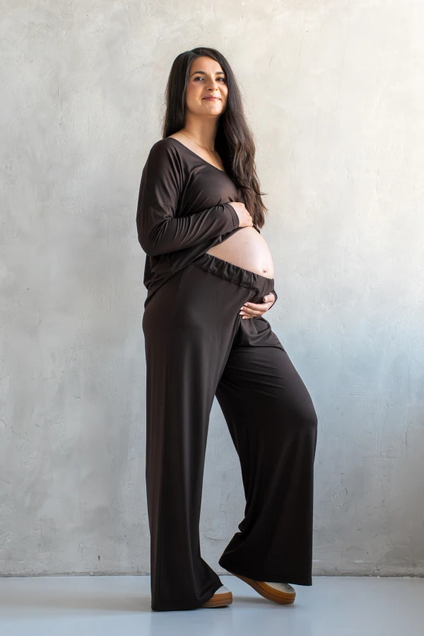 Longsleeve ciążowy i do karmienia MOCHA - choco / Latte Mama