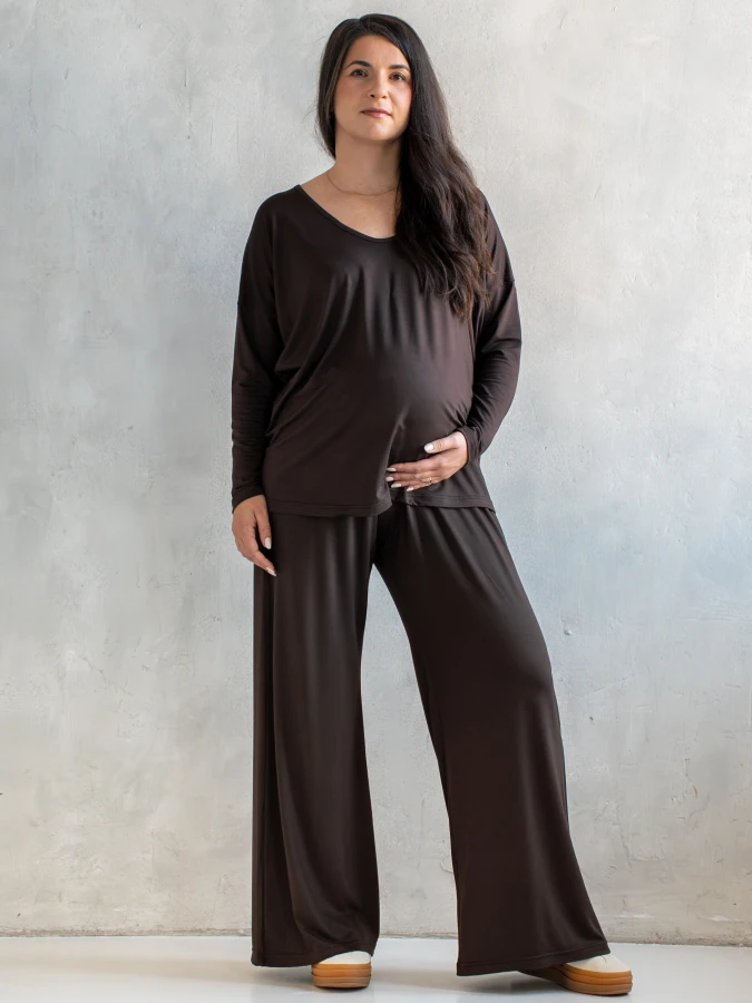 Longsleeve ciążowy i do karmienia MOCHA - choco / Latte Mama