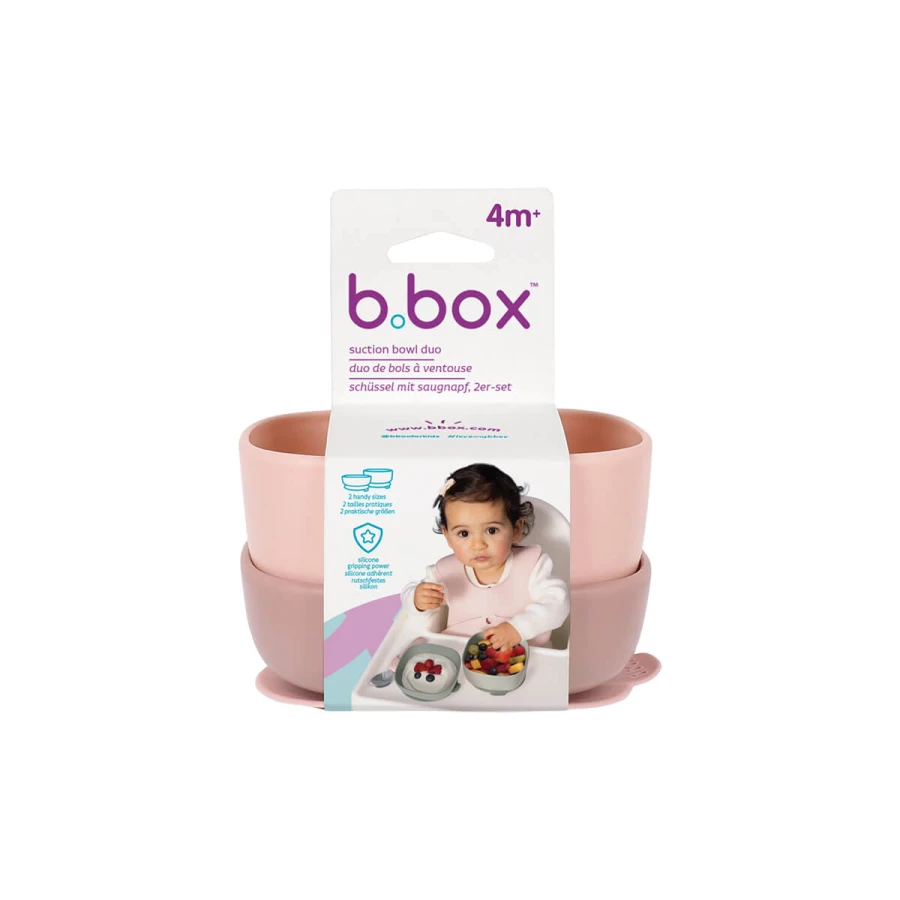 Miseczki dla dzieci 2 szt. + 1 silikonowa przyssawka, Blush / b.box