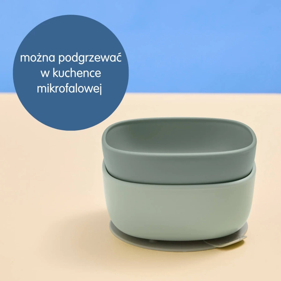 Miseczki dla dzieci 2 szt. + 1 silikonowa przyssawka, Sage / b.box