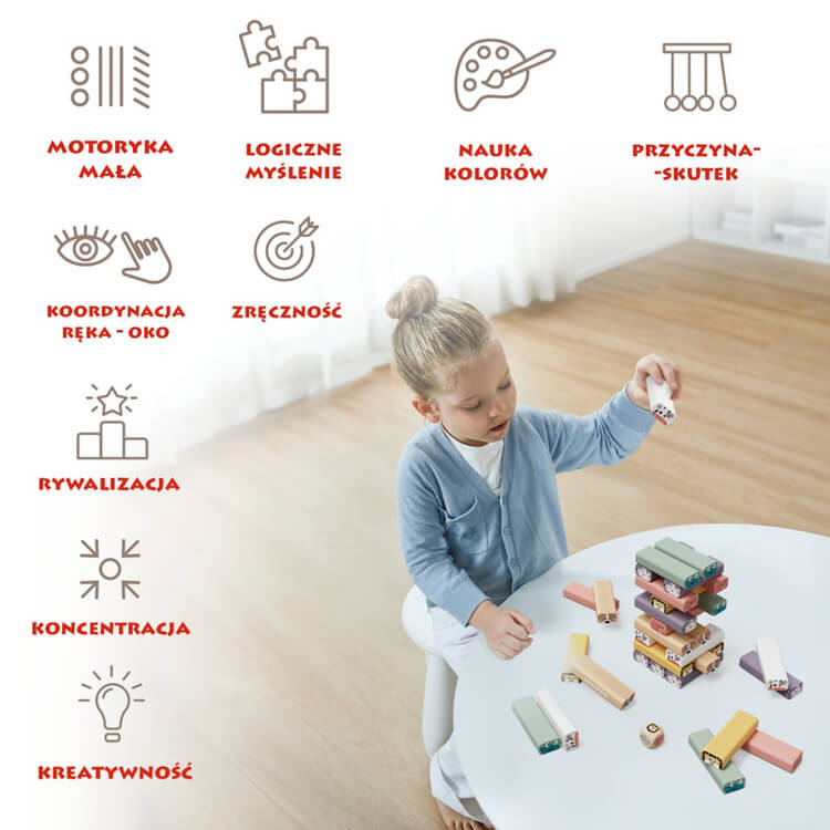 Gra zręcznościowa: Jakie to zwierzę? Układanie wieży, 3+ / Topbright