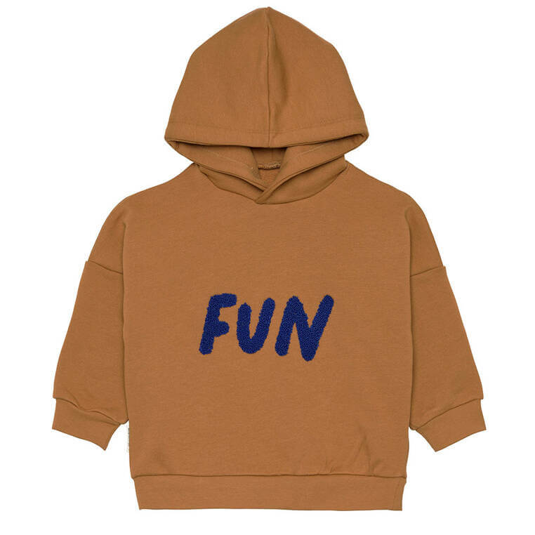 Bluza z kapturem z bawełny organicznej GOTS Little Gang Fun caramel / Lassig