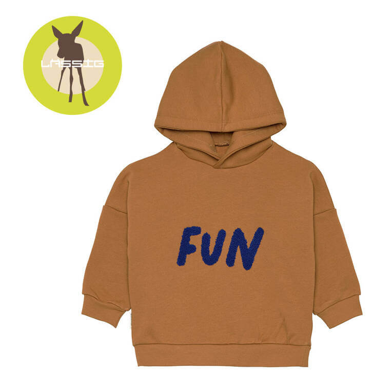Bluza z kapturem z bawełny organicznej GOTS Little Gang Fun caramel / Lassig