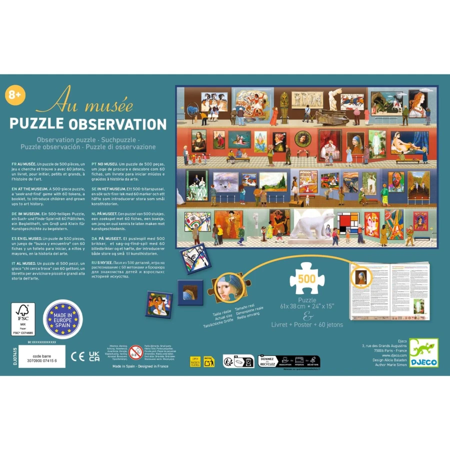 Puzzle obserwacja + gra W MUZEUM 500 el. / Djeco