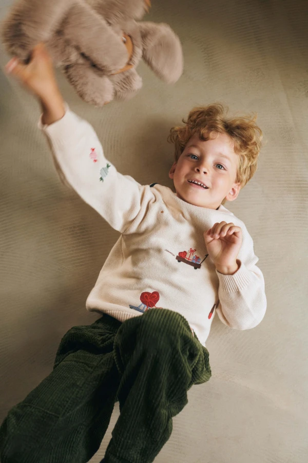 Bawełniany sweter dziecięcy Orlane - Festive, Sandy, Embroidery / Liewood