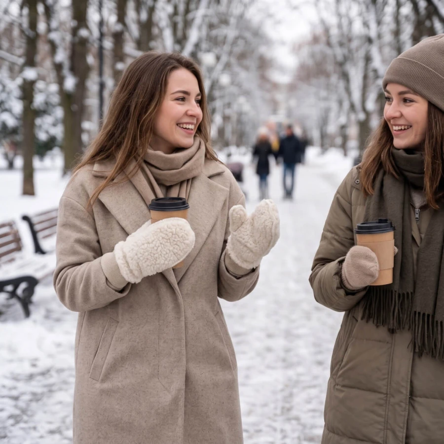 Rękawiczki dla dorosłych wełniane Nevada - beige / Zaffiro