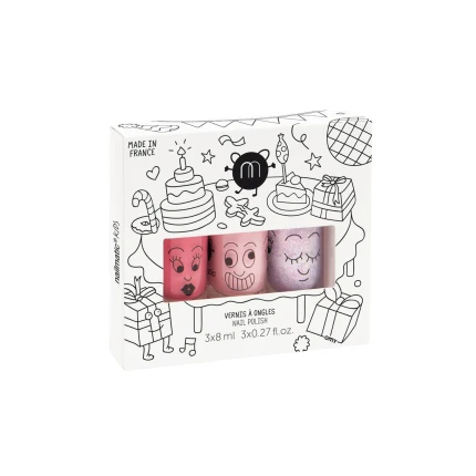 Zestaw lakierów do paznokci dla dzieci zmywalnych wodą, 3 x 8 ml - Party / Nailmatic