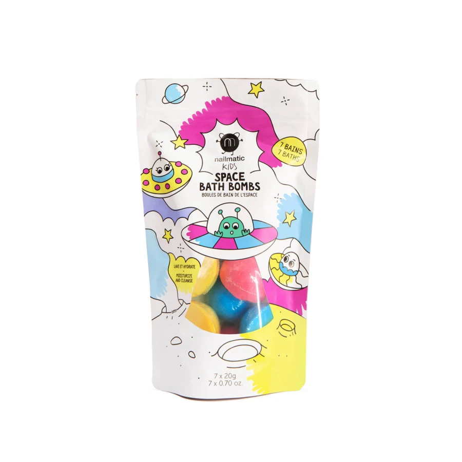 Musujące kule do kąpieli dla dzieci - Nailmatic Space, 7 x 20 g / Nailmatic