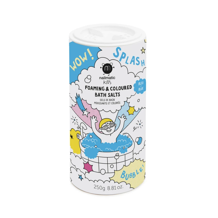 Musująca sól do kąpieli barwiąca wodę dla dzieci Splash, 250 g - Niebieska / Nailmatic
