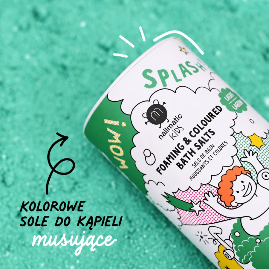 Musująca sól do kąpieli barwiąca wodę dla dzieci Splash, 250 g - Zielona / Nailmatic
