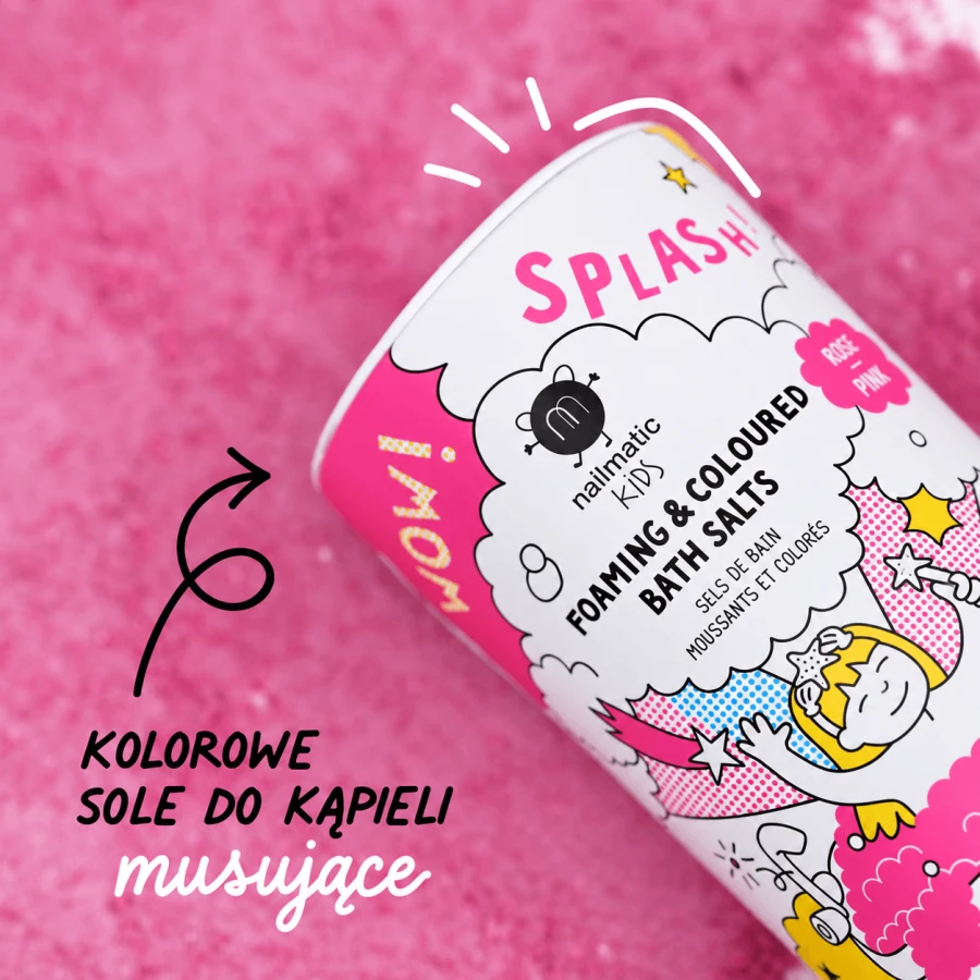 Musująca sól do kąpieli barwiąca wodę dla dzieci Splash, 250 g - Różowa / Nailmatic