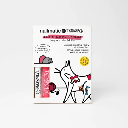 Zmywalne markery do ciała dla dzieci z szablonami do tatuaży - Biały i Czerwony / Nailmatic