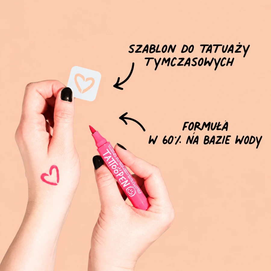 Zmywalne markery do ciała dla dzieci z szablonami do tatuaży - Biały i Czerwony / Nailmatic