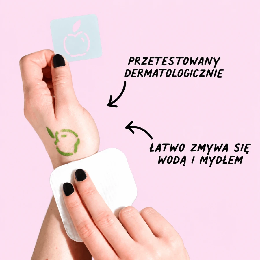 Zmywalne markery do ciała dla dzieci z szablonami do tatuaży - Zielony i Różowy / Nailmatic
