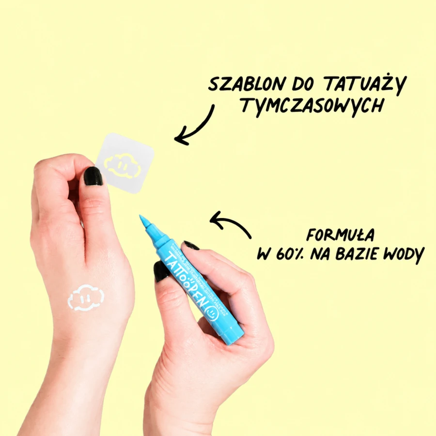 Zmywalne markery do ciała dla dzieci z szablonami do tatuaży - Żółty i Niebieski / Nailmatic